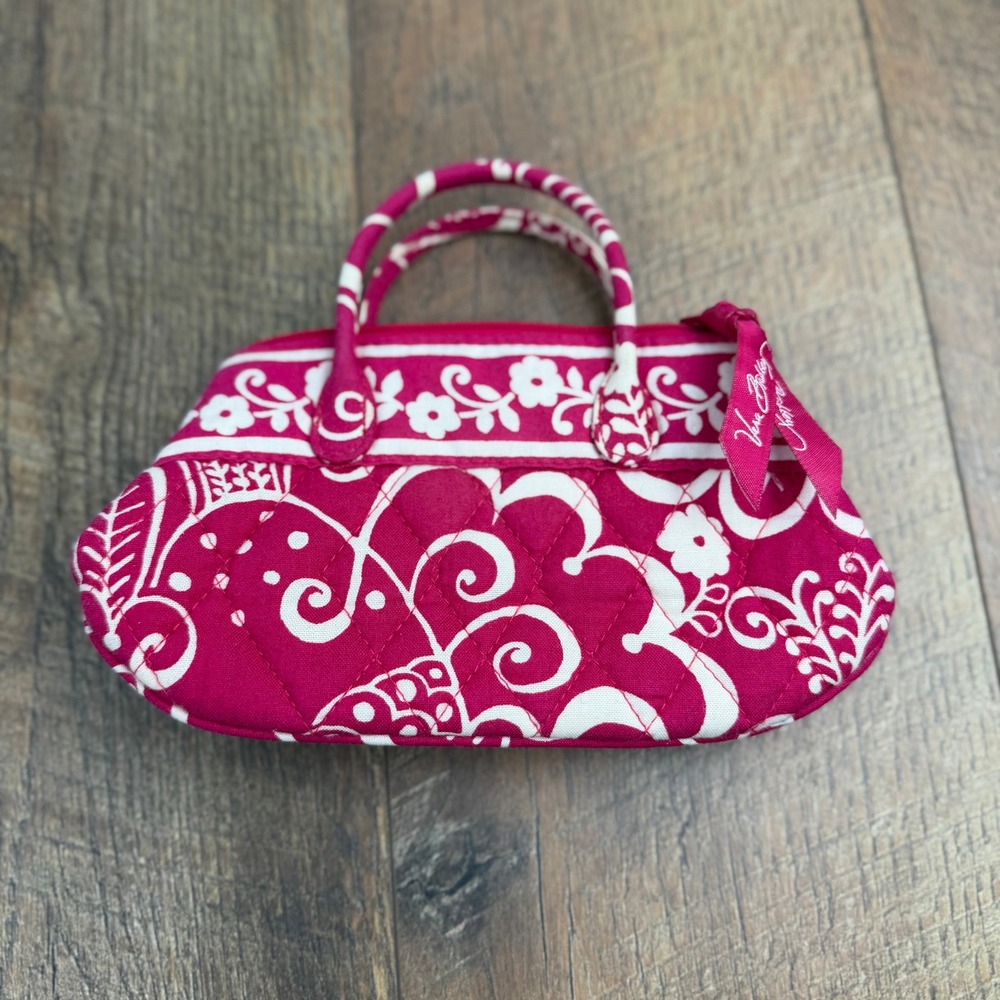 Vera Bradley Mini Handbag Berry Floral Quilted Cotton Zip Top